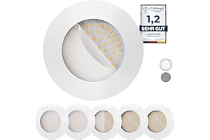 ‎SCANDINAVIAN HOME LYSEA Scandinavian home 6er Set LED Einbaustrahler 230V 4,5W Warmweiß 60mm - 70mm I Badezimmer geeignet I CRI 90 500lm 3000K 68mm I Weiß-Matt mit Milchglas I LED Spot Deckeneinbauleuchte flach