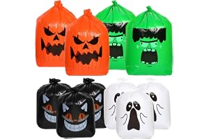10 St Halloween Leaf Påsar, Halloween Soppåsar i Plast Pumpa Black Cat Ghost Halloween Leaf Påsar med Snodd Slips för Trädgår