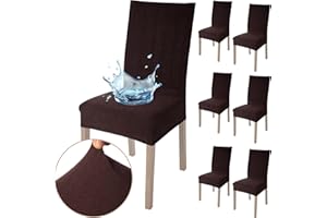 Viste tu hogar Pack 6 Funda Silla con RespaldaComedor y Hogar de 45 a 55 CM, 100% Poliéster, Impermeable, Fácil de Instalar y Limpiar, Diseño Jacquard, Café