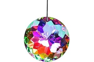 DAWRIS 3 Inch Rainbow Hanging Crystal Prism, Crystals Suncatcher Prisms, Colorful Faceted Hanging Chandelier Pendant, Window Crystals Sun Catcher Prisms Indoor Outdoor Hanging Decor