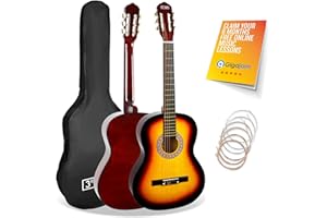 3rd Avenue 3/4 Size Kids Classical Guitar Spanish Nylon String Beginner Pack Bundle - 6 Months FREE Lessons, Bag, Strings – Sunburst