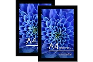 Americanflat A4 Picture Frames in Black - Set of 2 - Engineered Wood with Shatter Resistant Glass - Horizontal and Vertical Formats for Wall and Tabletop - 21x29.7 cm