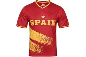 ENJMEIAO 2024 European Cup Football T Shirts Soccer Fans Sport Casual National Flag Printing Short Sleeve Training Stretch America's Cup Breathable Quick Dry Tee Shirt