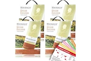 ‎VINOX Maybach Weisser Burgunder QbA, trocken, Bag-in-Box, sortenreines Weinpaket + VINOX Winecards (4x3,0l)
