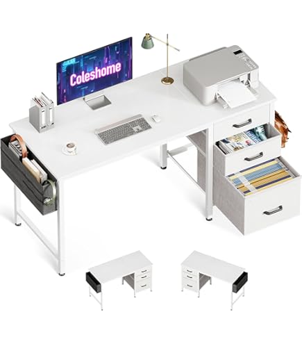 Scrivania Angolare COSTWAY 120x60 Cm - Tavolo PC A L Con Ripiani E Cassetto, Per Gaming O Ufficio