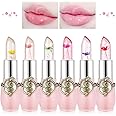 LOPHE Clear Flower Jelly Lipstick, 6Pcs Magic Temperature Color Change Lip Balm, Long Lasting Moisturizing Lip Gloss Set, Nutritious Crystal Lip Stick Makeup Set, Great Gift for Women and Girl