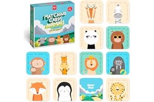 Nene Toys Cartes de Mémoire Animaux pour Enfants Dès 2 Ans – Jeu Éducatif Multilingue pour Le Développement Cognitif - Niveaux de Complexité Adaptés pour Garçons & Filles de 2 à 5 Ans [40 Cartes]