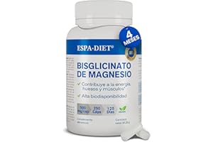 Bisglicinato de Magnesio puro - Alta biodisponibilidad y efecto rápido - Sueño Reparador, Energía, Soporte Óseo-Muscular y Concentración - Magnesio asimilable 250 cápsulas para 4 meses