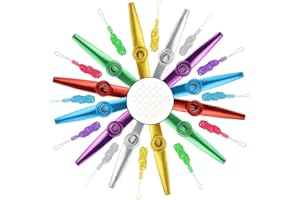 CHRI Kazoos Metall Kazoo Musik Instrumente 12 Stück Kasu Musikinstrumente aus Aluminium mit 24 Flötenmembranen kazu für Kinder und Musikliebhaber Anfänger