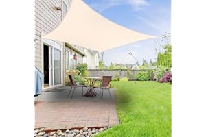 GREEN BAY Greenbay Sun Shade Sail Outdoor Garden Patio Party Sunscreen Awning Canopy 98% UV Block Square Cream With Free Rope(4x4m)