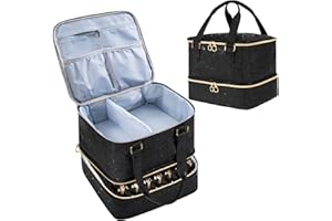 Uross Nail Polish Organizer Bag Holds 42 Bottles Nail Polish & Nail Lamp, Gel Nail Polish Organizers and Storage Box for Nail Tech, Nail Kit Supplies Organizer Case - Black