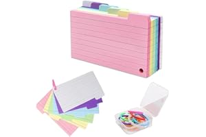 HUGFADS Cartoncini per l'apprendimento - Set di 150 Flashcard Colorate in Carta Multicolore (7 x 15,5 cm), Include anche 8 anelli colorati - per lo Studio del Vocabolario e l'Organizzazione delle Informazioni
