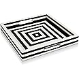 HANDICRAFTS HOME Decorative Tray for Home Décor - Concentric Art Inspired 12x12 Tray for Makeup Jewelry Organiser Decoration Item for Hall Bedroom Side Table - Black & White