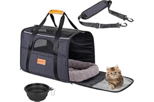 VIVO TECHNOLOGIES Premium Pet Carrier Travel Bag Foldable Lightweight Cat Carrier Bag Top Opening Dog Carrier Bags with Handles Portable Puppy Carrier with Removable Mat Dog Carry Bag Pet Carriers for Cats and Dogs L