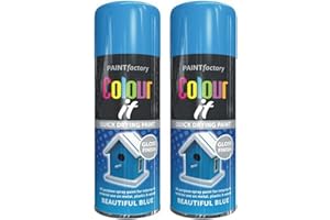 LIFE NECESSITIES Beautiful Blue Spray Paint, 2 x 400 ML Color It Spray Paint For Metal, Wood, All-Purpose Gloss Finish Blue Spray Paint, Wood Spray Paint Can by Paint Factory