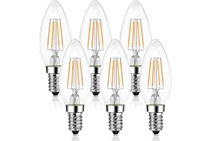 LEVIDON E14 LED Candle Light Bulbs, Small Edison Screw (SES) 2700K Warm White Clear Filament - Pack of 6