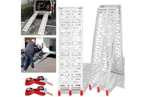 Joparri Lot de 2 rampes de chargement pliables - 340 kg - Par paire de rampes de chargement en acier galvanisé - Rail de chargement antidérapant - Pour moto, ATV, quad, voiture