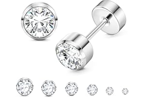 LOLIAS 6 par CZ kolczyki ze stali nierdzewnej dla kobiet dziewcząt okrągłe chrząstki małe kolczyki prezent dla kobiet 3-8 mm, Srebro