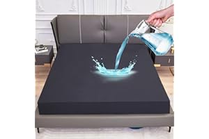 Arcona Coprimaterasso impermeabile 160 x 200 cm, lenzuolo con angoli impermeabili per incontinenza, traspirante, impermeabile, con angoli elasticizzati (grigio scuro)