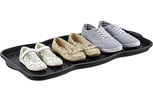 Relaxdays Schuhabtropfschale groß, Kunststoff Schuhablage f. 6 Schuhe, Profil Schmutzfang HBT: 3 x 75 x 38 cm, schwarz, 1 Stück