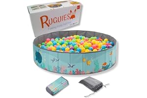 RUGUIES- Piscina de Bolas para Niños- Parque de Bolas Infantil-Piscina Bolas Redonda para Bebés-Plegable y Portátil-Cubo Juguetes Interior y Exterior- (Bolas no Incluidas) (Ocean, 80x26cm)