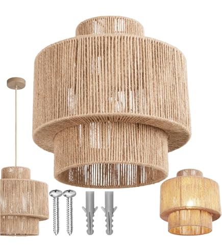 Retro bamboe hanglamp - handgeweven bamboe rotan E27 hanglamp, in