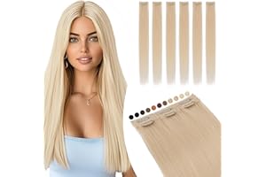 Elailite Extension Capelli Veri Clip Biondi Remy Human Hair Naturali Set da 6 Ciocche Singole con Silk Lace 25cm 31gr per Volume/Mèches (#60 Biondo Platino)