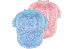 Idepet 2PCS Suéter Perros,Jerséis Perro Suéter para Mascotas Sudadera para Cachorros Calientes Jersey Perro Abrigos Perros Pijama Ropa para Gatos Ropa para Perros Pequeños Mediano (PinkBlue, XL)