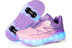 Roller Skates Shoes 4 Wheels for Kids - New Upgraded Roller Sneaker LED Light Up Flashing Skating for Boys Girls Beginner More Balanced