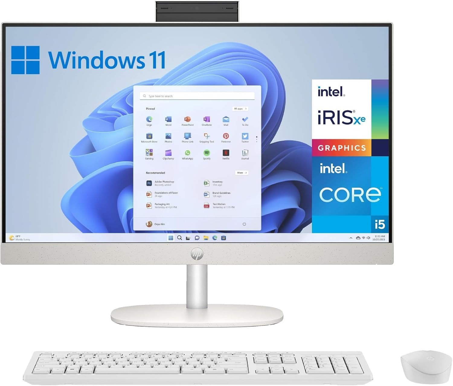HP All-in-One 27-cr0073ns - Ordenador de sobremesa 27" Full HD con cámara, Teclado y ratón inalámbricos (Intel Core i5-1334U, 16GB RAM, 1TB SSD, Intel UHD Graphics, Windows) Blanco