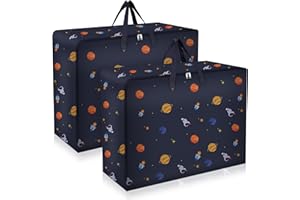 Fentar 2 Stück Aufbewahrungstasche Groß, 105L Aufbewahrungstasche mit Reißverschluss, 600D Oxford Storage Bag, Wasserdicht Umzugstaschen mit Handgriff, Aufbewahrungstasche für Bettdecken und Bettzeug