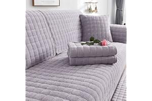 SYLC Funda de sofá gruesa de felpa, funda de sofá acolchada, funda de sofá antideslizante, funda de sofá para mascotas e invierno (gris, 70 × 120 cm)