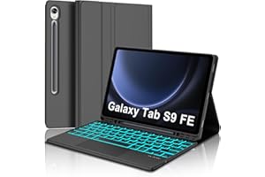 JADEMALL Custodia Tastiera per Samsung Tab S9 FE/S9 11" 2023 con Trackpad - Italiano QWERTY Tastiera Retroilluminata Bluetooth Magnetica Staccabile con Touchpad per Samsung Tab S9 FE, Nero