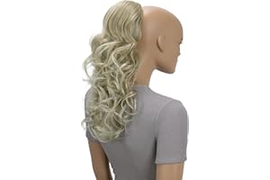 CAISHA by PRETTYSHOP 45cm Postiche Natte Queue De Cheval Extensions De Cheveux Volumineux Ondulé Blond Clair PH13