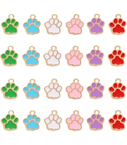 10 Ciondoli A Forma Di Zampa Di Cane Con Moschettone - Colorati E Brillanti, Per Portachiavi E Gioielli Fai Da Te
