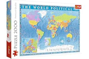 Trefl-Politische Weltkarte 2000 Piezas, Adultos y niños a Partir de 12 años Puzzle, Color Mapa político del Mundo