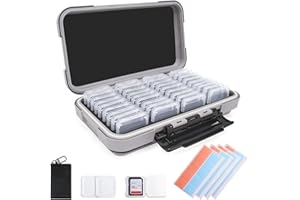 MICSCREW Camry Memory Card Case - 36 Slots, 36 Transparent, Light Gray, Camera Storage with Individual Plastic Cases for SD Cards