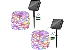 USEBER Zewnętrzne światła Słoneczne, 12M 120 Zewnętrzne Lampki LED, Wodoodporny Drut Miedziany, Lampki świąteczne, Balkon, Dekoracja ogrodowa, Drzewa, Tarasy, Lampki Weselne (Kolorowy)