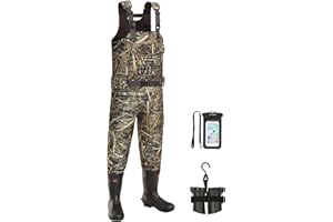 TIDEWE Chest Waders, Hunting Waders for Men Realtree MAX5 Camo with 600G Insulation, Waterproof Cleated Neoprene Bootfoot Wader, Insulated Hunting & Fishing Waders
