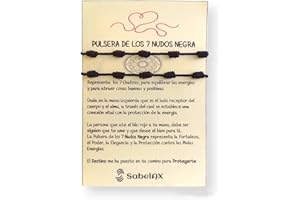 SabelAX Pulsera 7 Nudos - Amuletos de la Buena Suerte y Proteccion de Mal de Ojo - Pulsera Hilo Negro Unisex para Mujer y Hombre - Para Parejas