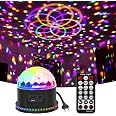 Litake Luci Discoteca LED, 2PZ Luci di Scena a Ritmo di Musica 6W 7 RGB Colori Luci DJ Festa con Telecomando e Cavo USB 360 ° Ruotabile per Natale, Bar,Festa, Club,Car,Xmas,Regalo per Bambini