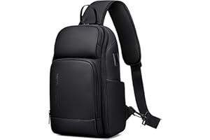 FENRUIEN Sling Chest Bag for Men Waterproof Crossbody Shoulder Bag 900D Oxford Travel Bags, Holiday Essentials Anti-Theft Small Backpacks USB Charging for Daily Commute (Black)