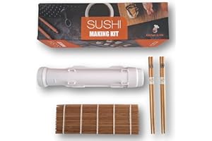 SoGood Essentials Sushi Maker | Sushi Set zum Selber Machen | Sushi Bazooka mit Rolling Matte und zwei hochwertige Paar Stäbchen | Sushi Zubehör | 2 Chopsticks aus Bambus | BPA-frei
