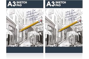 SALE JUNCTION Art Sketchbook A3 Sketch Pad Sketching Book Artists Sketchpad Kids Children Drawing Coloring Doodle Notebook Acid Free Professional Quality Easy To Use Portrait Smooth Cartridge Paper Hardback(2 Pack)