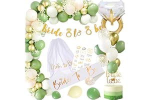 Bride to Be Hen Party Decoration, Sumtoco Sage Green Hen Do Accessories with Bride to be Sash, Hen Party Banner, Bridal Shower Confetti Balloon and Bachelorette Veil for Hen Night Party.