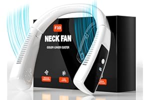 Tevelecin Personal Neck Fan, 5000mAh Foldable Bladeless Neck Fans Portable Rechargeable, LED Display 3-Speed Neck Fan for Women Men Outdoor Sport Travel Patio Garden Work Home Kitchen(White)