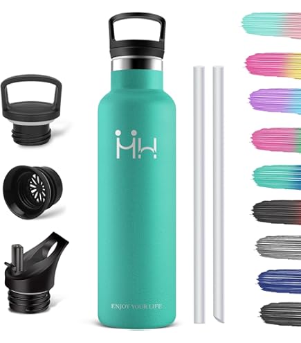 Gourde Isotherme 1L, Bouteille D'eau Acier Inoxydable, Étanche Et Réutilisable, Bouteille Isotherme Sans BPA, Gourdes Avec Paille, Bouteille D 'eau Pour Jogging, L'école, Camping, Randonnée, Gym