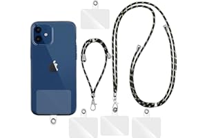Olliwon Tour de Cou Telephone et Poignet Universelle (2 Pièces), Cordon de Collier Lanière Réglable Compatible avec Coque de Téléphones Portables pour Smartphone, Or Noir