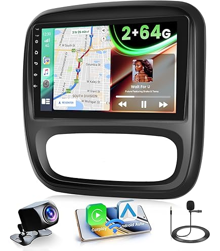 Hikity Autoradio Navi Für Renault Trafic Opel Vauxhall Vivaro 2014-2019 Android 15 Wireless Carplay 9 Zoll Bildschirm Radio mit Android Auto GPS WiFi Rückfahrkamera FM RDS DSP Bluetooth MIC