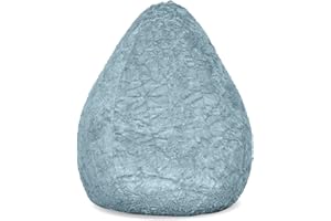 Lumaland Fluffy Sitzsack | Kinderzimmer Sitzkissen 60 x 45 cm | Waschbarer Bezug aus Webplüsch | Flauschiger & weicher Kinder Bodenkissen | Passend für Mädchen & Jungen | 120L Volumen [Pastel Blau]